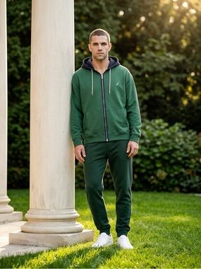 Vintage Nautica Anchor Fleece Full-Zip Hoodie Green/Yellow Mens Size XXL